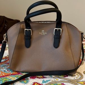 Kate Spade taupe and black handbag with two strap options